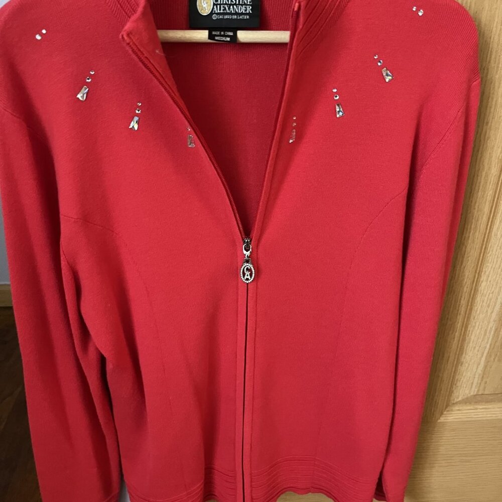 Christine Alexander Red Sweater and Tank with Crystals